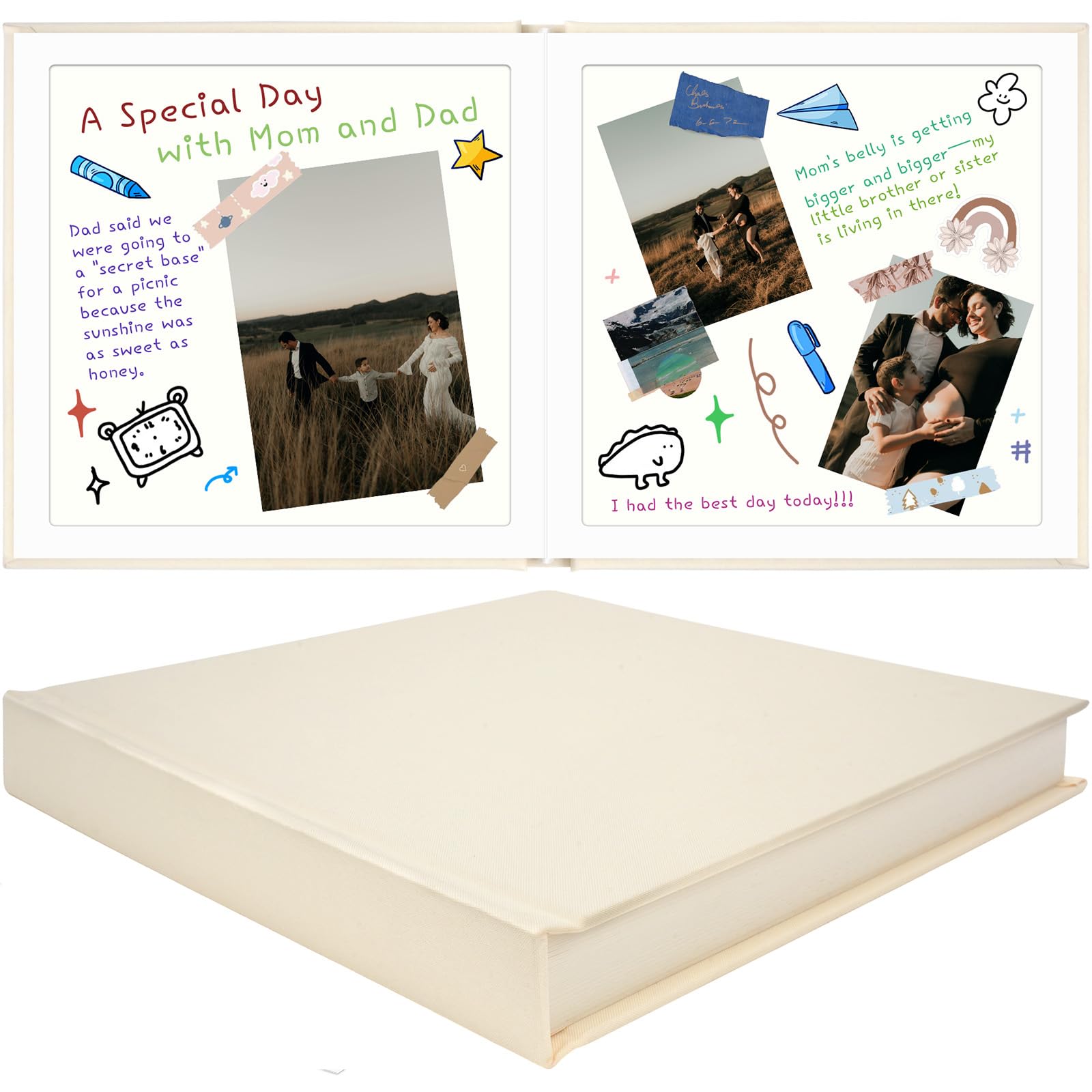 Photo 1 of Vienrose Scrapbook Album, 12"x12" DIY Scrapbook Photo Album Linen Cover Kraft Paper with 20 Sheets 40 Pages, Scrapbooking Supplies for Wedding, Anniversary, Family, Valentine Gift, Beige