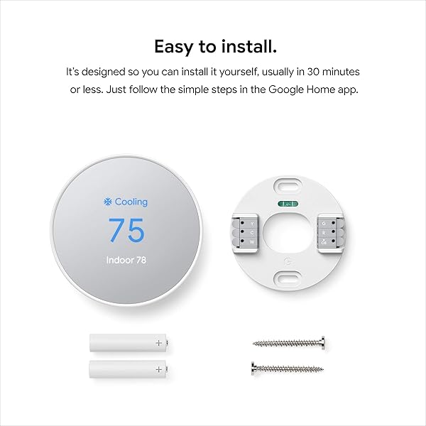 GOOGLE NEST THERMOSTAT – SMART THERMOSTAT FOR HOME – PROGRAMMABLE WIFI THERMOSTAT – SNOW