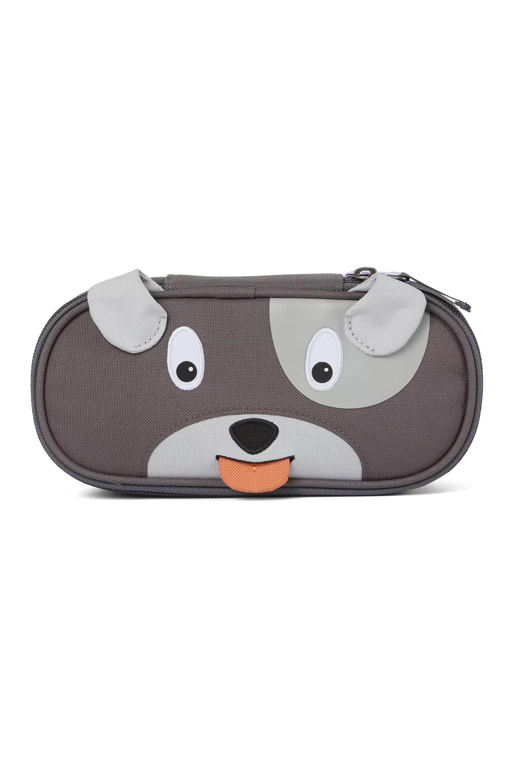 Affenzahn Pencil Case for Nursery, Pencil Case for Children with Animal Motif and Tongue, Dog - Grey