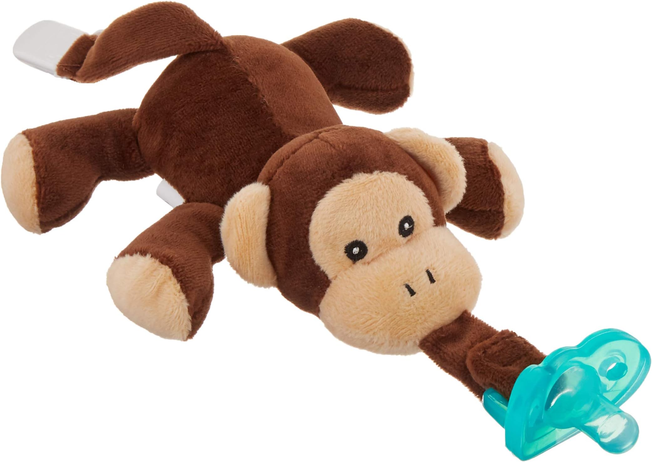 Bryco Baby Pacifier with Stuffed Animal Attached Monkey Plush Pacifier Holder | Monkey Pacifier Animal Pacifier is Detachable with Tail Clip and Rattle