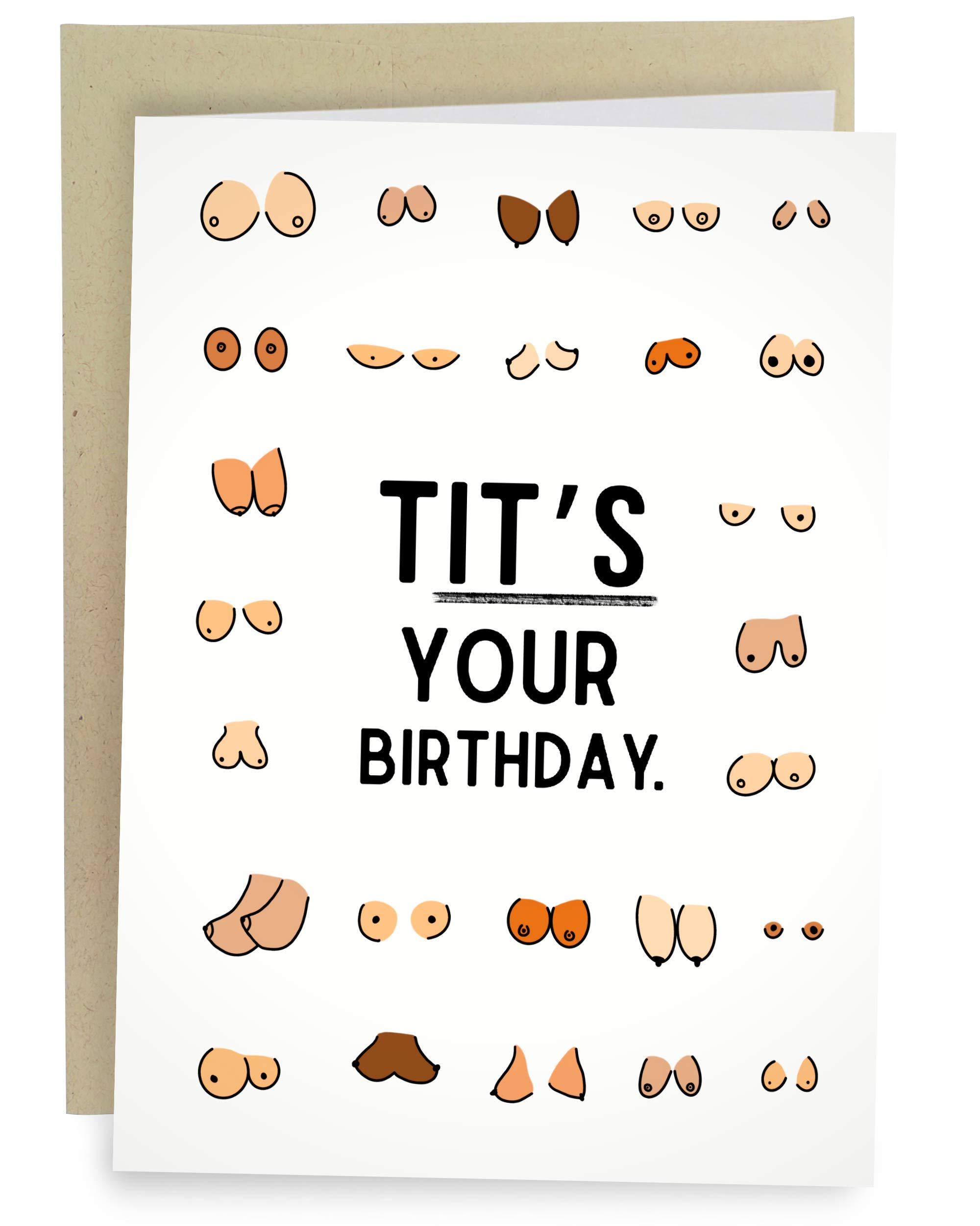 Sleazy Greetings Funny Birthday Card For Women or Men | Cheeky Boob Card For Him Her | Best Friend Bday Card with Matching Envelope | Tit's Your Birthday