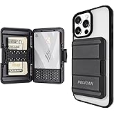 Pelican MagSafe Wallet for iPhone - Heavy Duty MIL-STD Snap-On Phone Magnetic Wallet and Phone Card Holder - Detachable and Slim Hard Case for iPhone 17 Pro Max /16 Pro Max/15/14/13/12 Series - Black