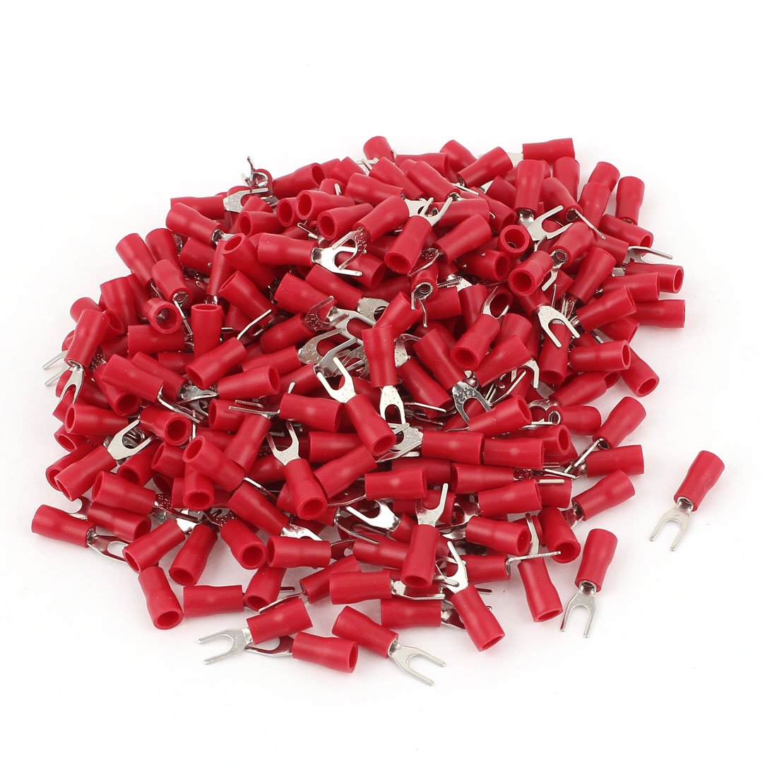 sourcing map AWG 22-16 SV1.25-3 Wire Connector Insulated Fork Terminal 320 Pcs Red