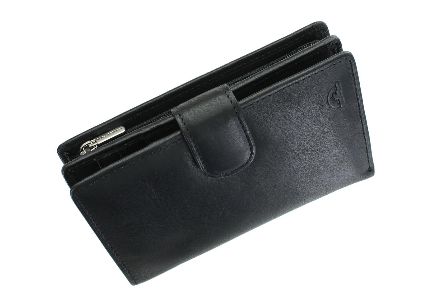 Tony Perotti Full Grain Leather Purse with Tab Closure - RFID Protected 1009_1 Black