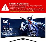 Gawfolk 34 Inch Ultrawide Curved 144Hz Monitor 3440x1440 1500R FreeSync view 2