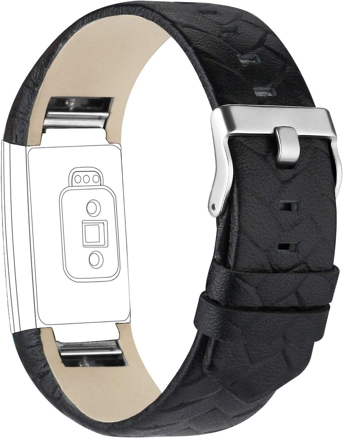Goosehill Replacement Leather Strap Band Compatible for Fitbit Charge 2, Adjustable Replacement Sport Straps Fitness Wristband