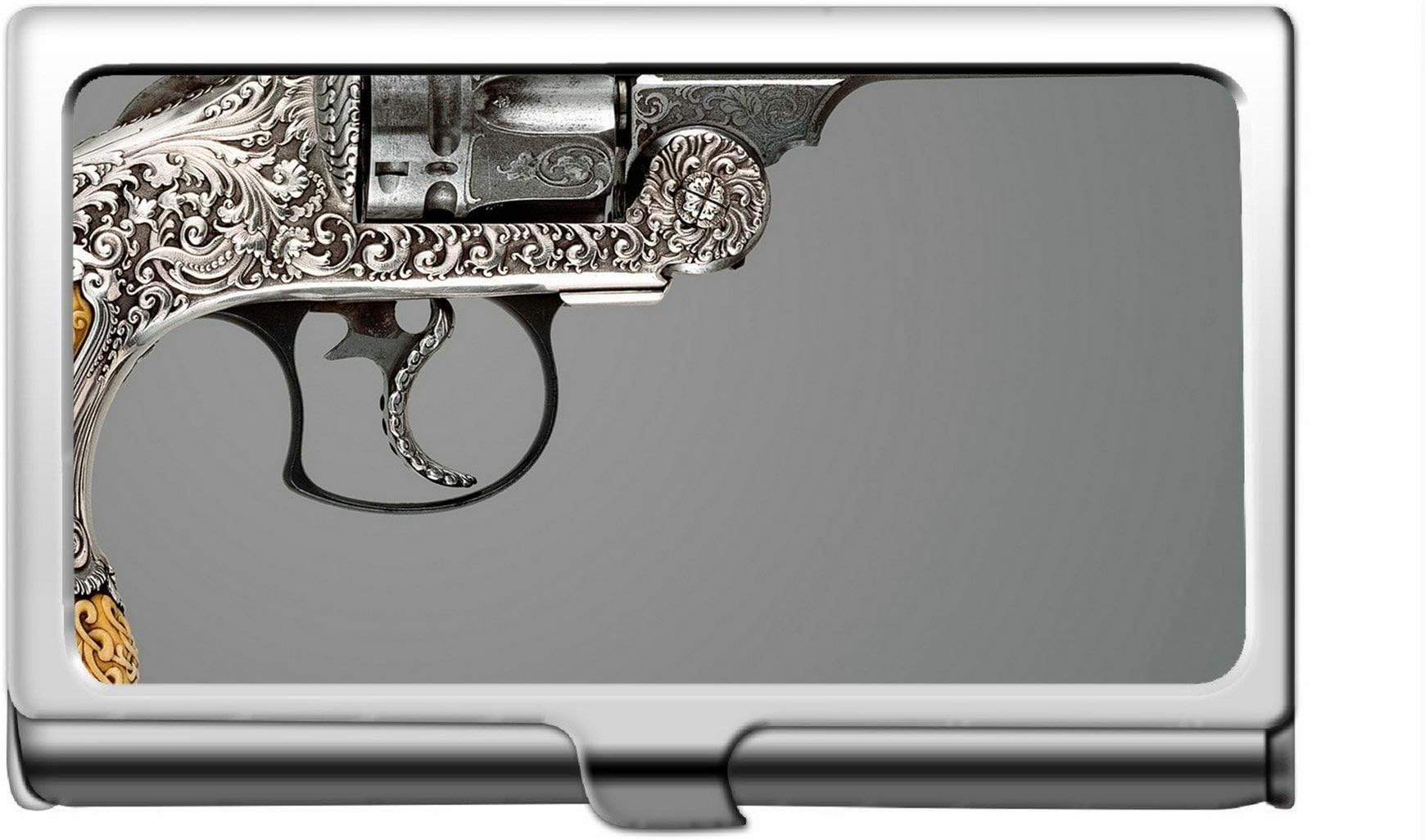 Professional Business Credit Card Case/ID Case,Revolver Pistol Weapon Professional Business Card