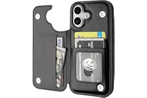 OT ONETOP ONETOP Compatible with iPhone 17 Wallet Case with Card Holder, PU Leather Kickstand Card Slots Case, Double Magnetic Clasp and Durable Shockproof Cover 6.3 Inch (Black)