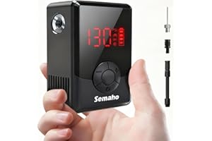 Semaho Mini Bike Air Pump with Gauge,Max 130 PSI Portable Rechargeable Electric Bicycle Pump,Auto Stop, Fast Tire Inflation w