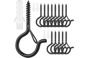 14Pcs Screw Hooks for Outdoor String Lights, Swivel Hanging Basket Patio Light Hooks Eye Hooks Screw in Cup Hooks Ceiling Hoo