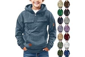 Boys Oversized Hoodies Half Zip Up Sweatshirts Long Sleeve Preppy Pullover Shirts Fall Winter Warm Athletic Tops