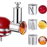 Stainless Steel Slicer Shredder Attachment for KitchenAid Stand Mixer, Large-Capacity Vegetable Slicer & Cheese Grater with 3