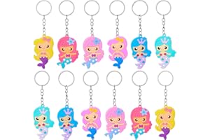 FANKUTOYS 12 Pieces Mermaid Key Chains for Kids Cartoon Animal Keychain Pendant Charms for Mermaid Party Favors Baby Shower G