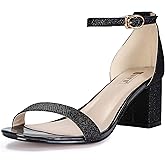 IDIFU Women's Cookie-LO Low Block Heels Chunky Sandals Ankle Strap Wedding Dress Pump Shoes