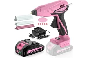 ETOOLAB Cordless Hot Glue Gun for Craft with 18V Makita Battery, 4 Adjustable Temperatures Fast Preheating Full Size Cordless Glue Gun Rechargeable with 30 Pcs Premium Glue Stick, for Art, Wood (Pink)