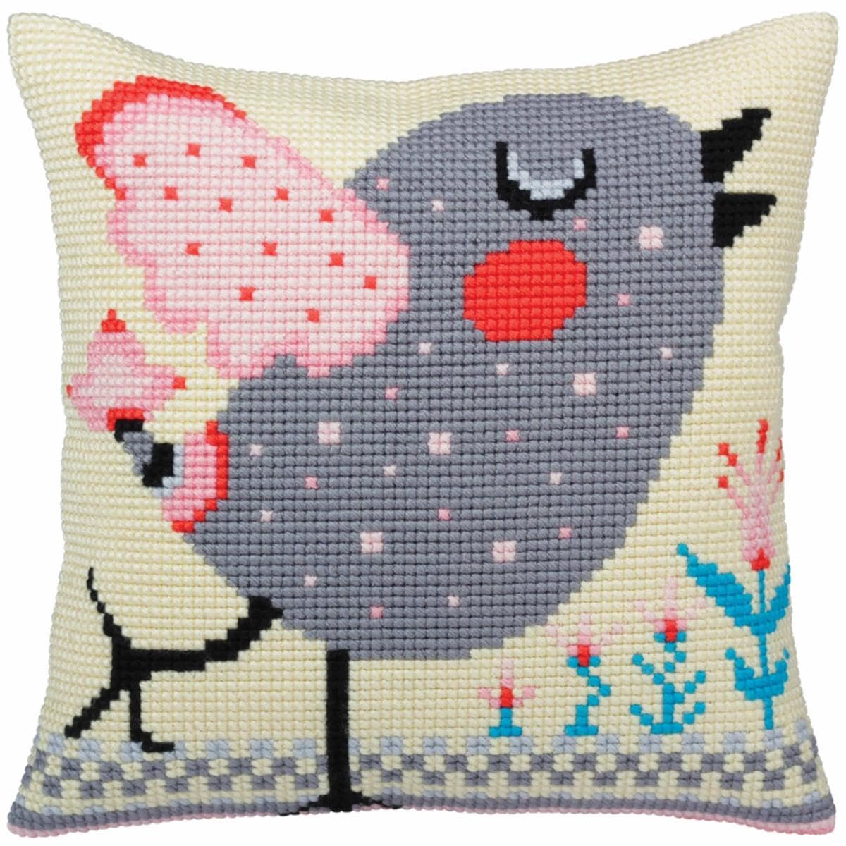 Collection d'Art Cross Stitch Cushion: Silhouette on Left