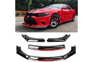 DREAMIZER Car Universal Front Bumper Lip 4pcs Body Kit Chin Spoiler Splitter Diffuser Protector Compatiable for Toyota Honda Nissan Hyundai and More (Red)