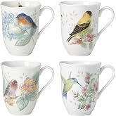 Lenox Butterfly Meadow Flutter Porcelain Mug Set for 4, 12oz | dishwasher safe, microwave safe | floral design | coffee mug gift for coffee lovers | 12oz, gift for women