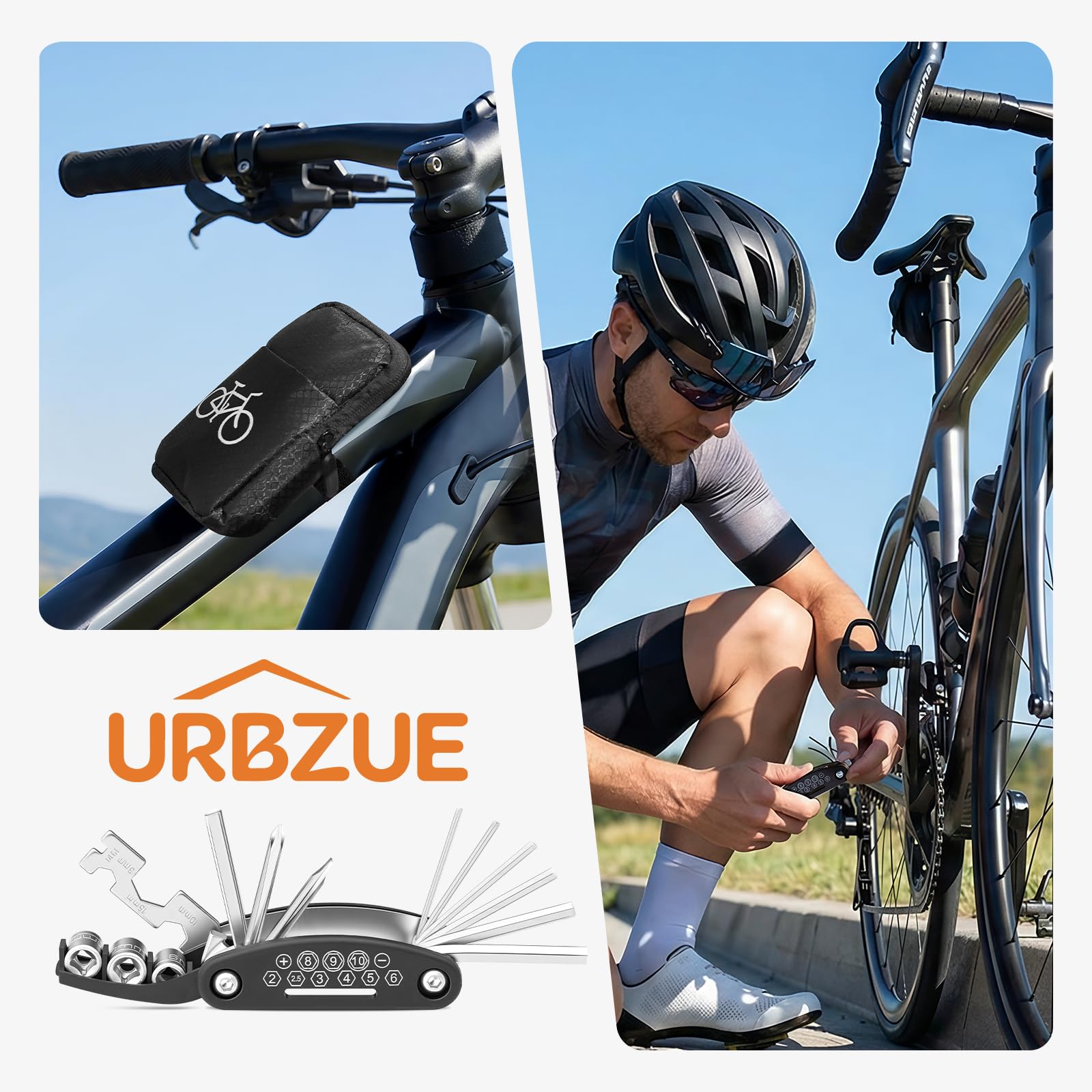 Fahrrad Reparaturset | Fahrrad Zubehör | Fahrrad Multitool 16-in-1 | Fahrrad Flickzeug Set für unterwegs | Faltbares Fahrrad Reparaturset aus Stahl | Kompakt & Leicht | Schwarz 7