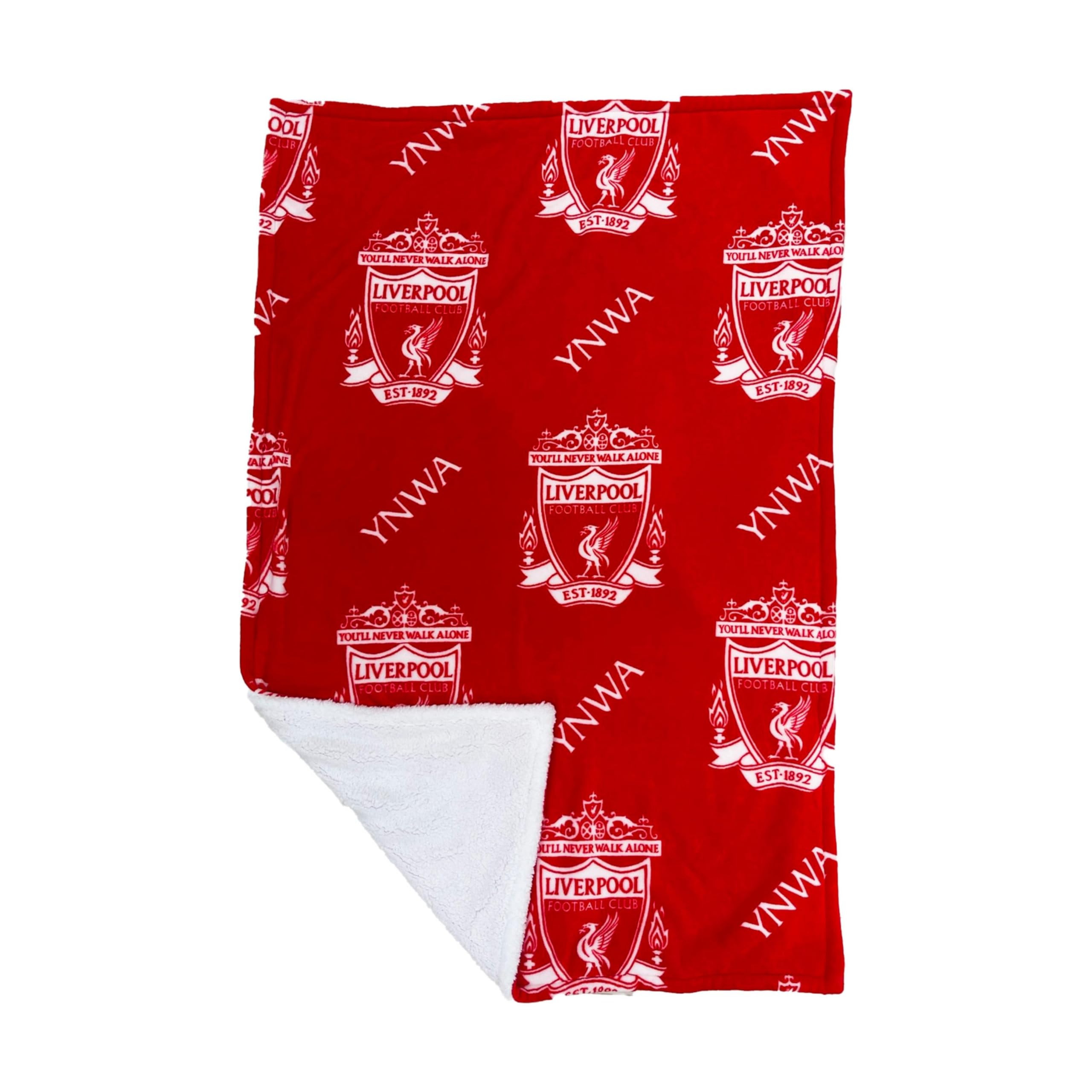 Liverpool FC Officially Licensed Fleece Throw Sherpa Blanket | Super Soft, Football YNWA Design | Warm Super Soft Feel Red Throw | Perfect for Home, Bedroom, Sleepovers & Camping | 120 x 150cm