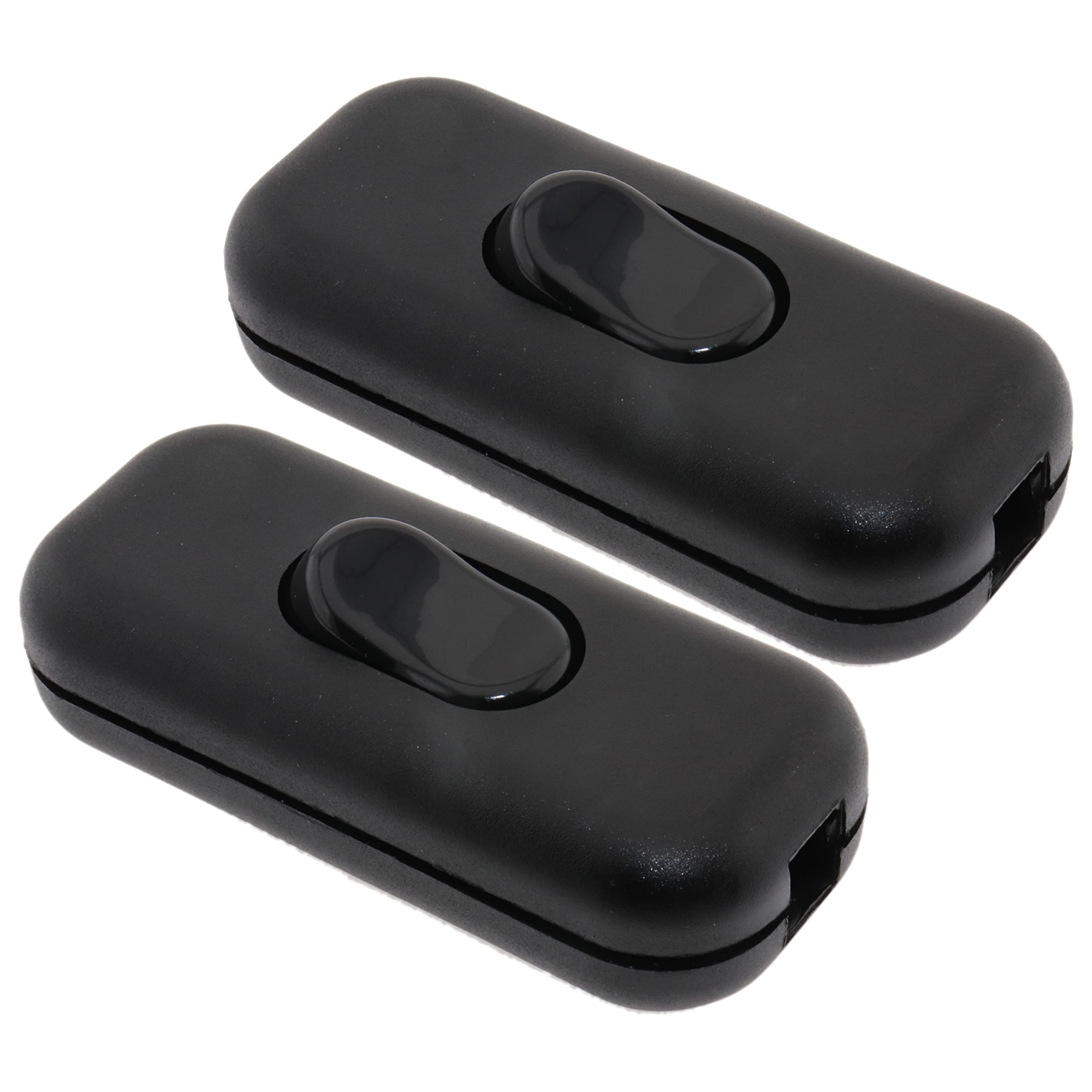 Art Deco Emporium Black Twin-Pack Dual Pole Inline Switch for Light Switches, Small Appliance or Lamp Switch Accepts upto Three Core Round or Flat Wire and Flex 6Amp 230V Double Pole Switching