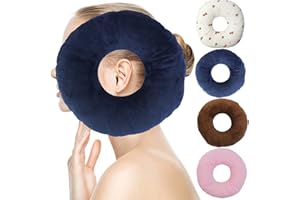 S-SNAIL-OO Ear Piercing Pillow for Side Sleepers，Small Pillow with Ear Hole Donut Pillow for Ear Relief Ear Pressure Ear Pain，Headphones (Blue)