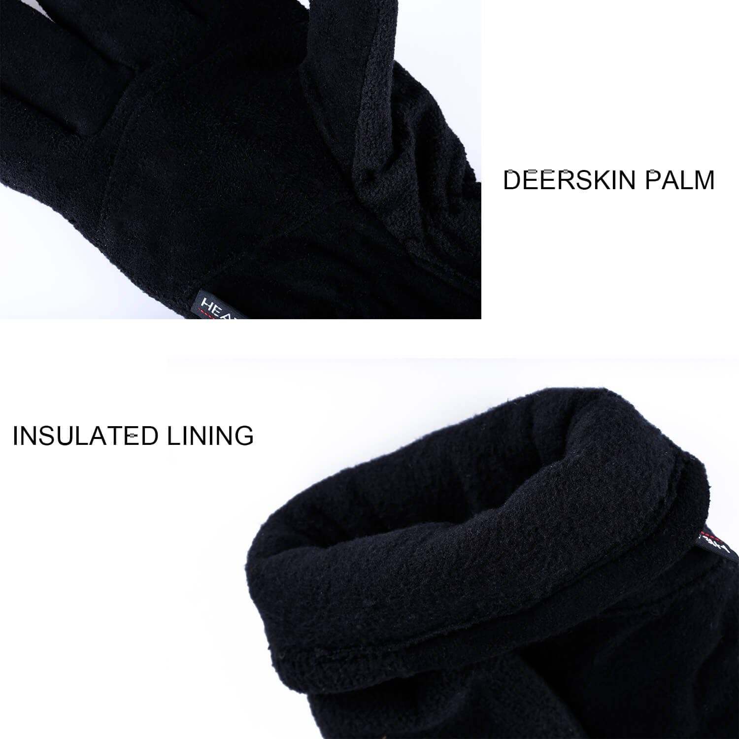 OZERO Winter Gloves -20 °F Cold Proof Deerskin Suede Leather Thermal Work Glove Warm Polar Fleece Heatlok Insulated Cotton - Hands Warmer in Cold Weather for Women and Men : Clothing