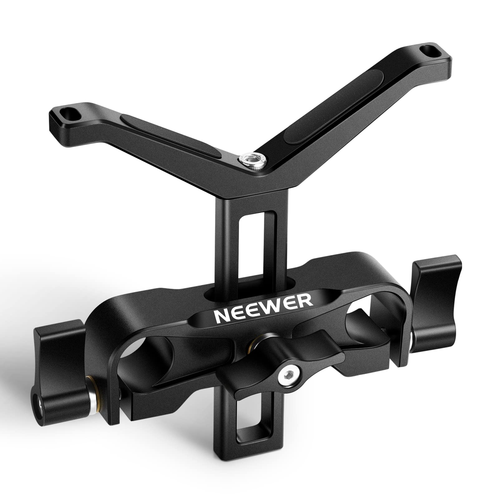 NEEWER Telephoto Long Lens Support Bracket, Y-Shaped Lens Bracket with 53mm Vertical Adjustment, Compatible with DSLR Camera Shoulder Rig with 15mm Rods - LSB35