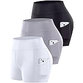 Noblarm 3 Pack Biker Shorts with Pockets Women,5” Soft High Waist Tummy Control Yoga Workout Athletic Running