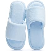 NineCiFun Slippers for Women Men Open Toe House Slides Blue Women 6 7 | Breathable Fabric, Soft Memory Foam Footbed, Non-Slip Sole, Lightweight and Flexible, Machine Washable,Runs WIDE