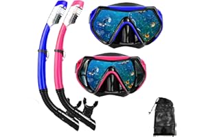 DIPUKI Snorkel mask Snorkeling Set for Adults and Youth, Diving mask and Full Dry Snorkel Swim Googles is Suitable for Snorkeling, Dive Scuba Diving, Swimming