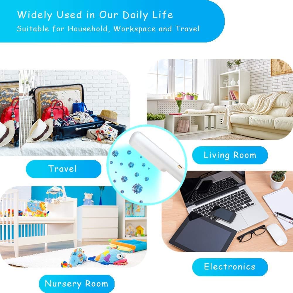 Veilad [US Stock] UV-C LED Travel Sized UV Sanitizing Wand - Portable Ultraviolet Disinfection Wand - 99% Effective Sanitizing Device for Phones, Tablet, Laptop, Wardrobe, Pet Areas, Baby Items, Toilets, Toy: Kitchen & Dining