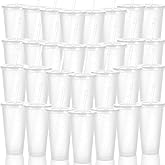 Pafeooui 30 Pack Tumblers with Lid and Straw Reusable Plastic Clear Cups Bulk Water Bottles 24 Ounces Cups Travel Mug Cup for Iced Coffee Cold or Hot Drink Juices Birthdays Party Outdoor Use