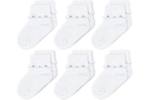 CozyWay Baby Ruffle Socks Baby Girl Turn Cuff Ankle Comfy Cotton Socks Infant - 6 Pack