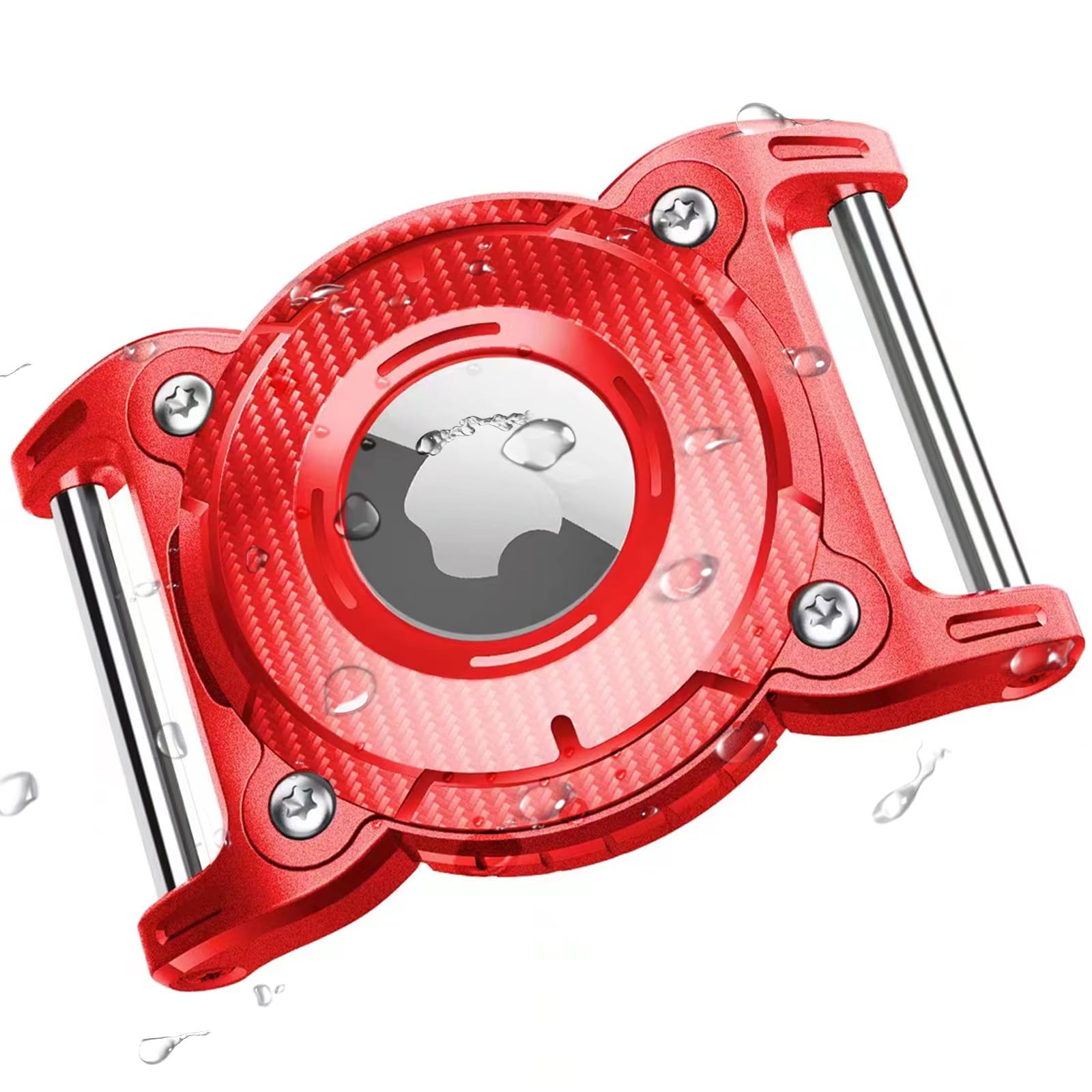 ONEONTA Airtag Dog Collar Holder | Waterproof - Airtag Holder with Removable Metal Loop, Sturdy TPU, Lightweight, Compact Size, Fits 1" Width Collar, Red