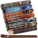 Hem Incense Sticks Variety Pack #21 and Incense Stick Holder Bundle with 6 Witchcraft Themed Fragrances