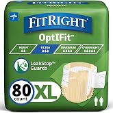 FitRight Ultra Heavy Absorbency Adult Diapers for Men &amp; Women, Waist Size: X-Large 56-64 inches, OptiFit Incontinence Disposable Briefs with Leak Protection for Seniors, 80 Count
