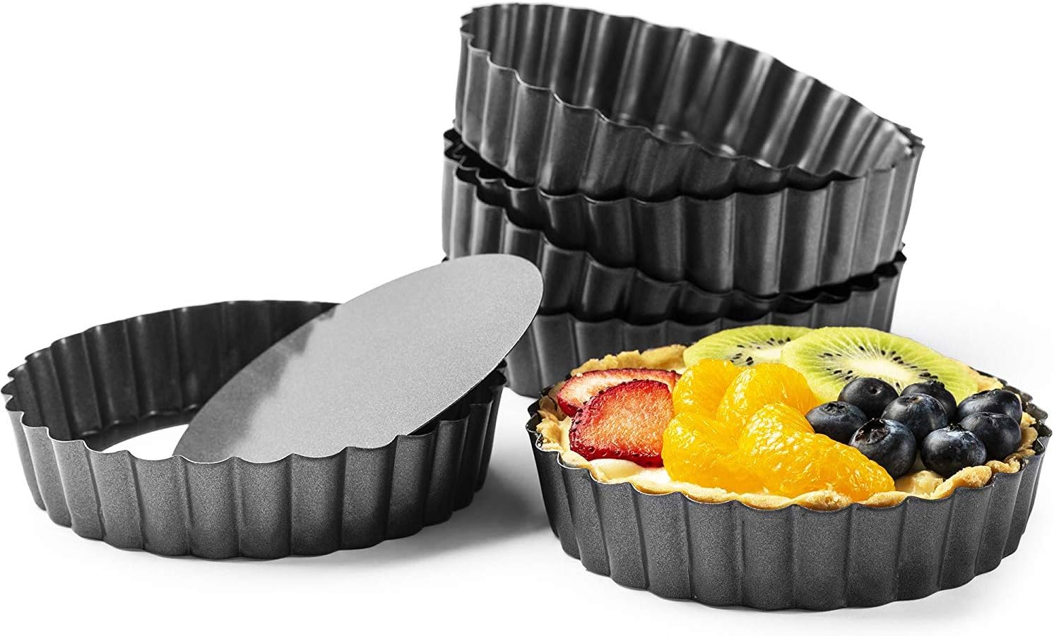 Quiche Pans, Commercial Grade Non Stick Removable Bottom 5 Inch Mini Tart Pans (5 inch)
