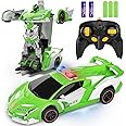 FDJ Remote Control Car - Transform RC Cars, 2.4Ghz 1:18 Scale Transforming RC Drift with Flashing Lights, One Key Deformation 360 Degree Rotating Drifting Remote Control Car for Boys Age 4-7 8-12