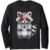 Sugar Skull Raccoon Halloween Graphic Long Sleeve T-Shirt