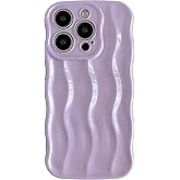 Caseative for iPhone 15 Pro Case, Taro Purple | Water Ripple Pattern Curly Wave Frame Soft
