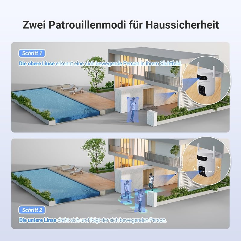 C9c Dual 2K PTZ Überwachungskamera mit Dual-Objektiv, Dualband WLAN