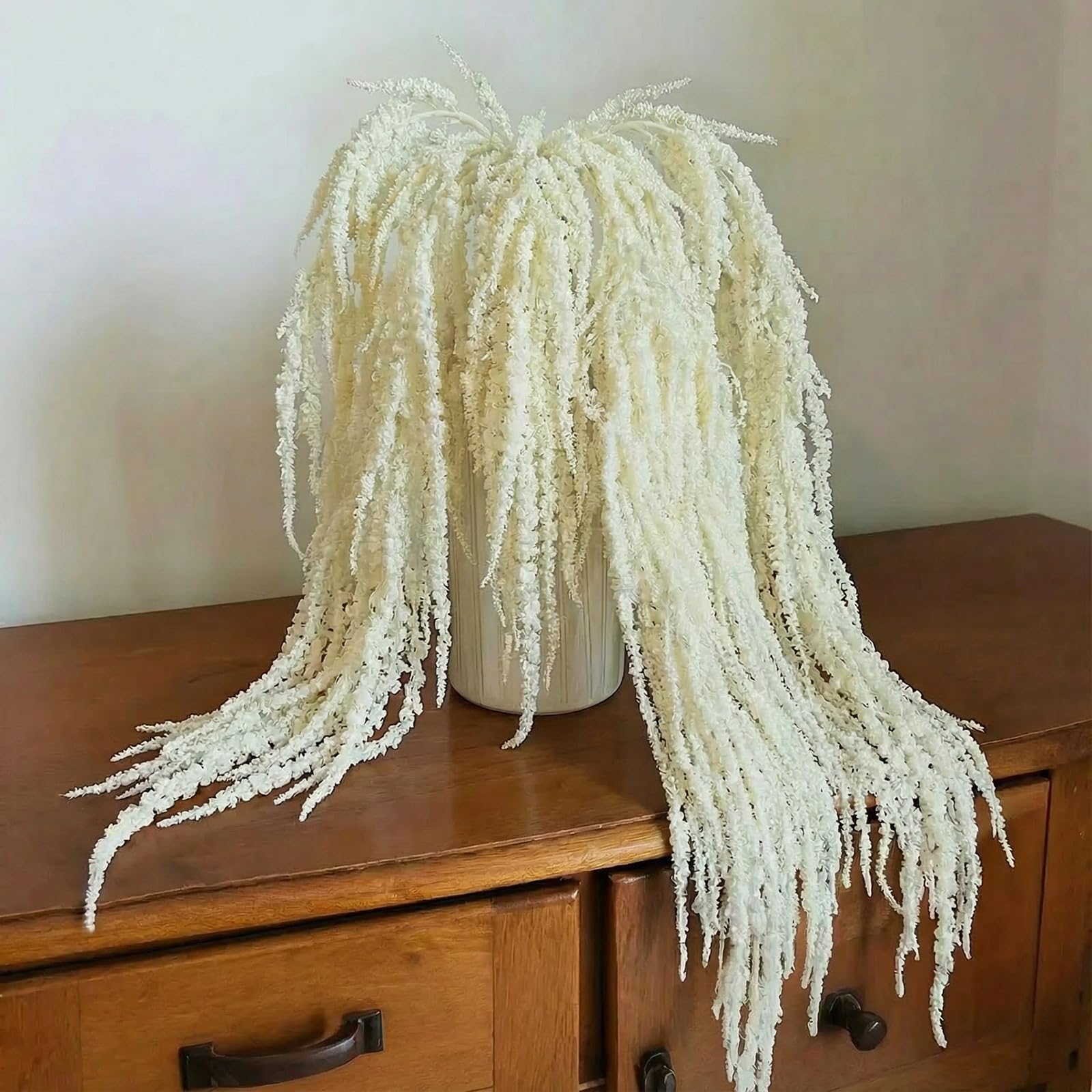 Photo 1 of **USED** Suncalla 24 Pcs White Spring Natural Dried Amaranthus Hanging Flowers Amaranthus Artificial Flowers for Wedding Arch Bouquet Floral Garland Wall Home Decoration (23 Inch)