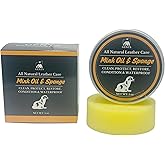 Mink Oil Leather Conditioner & Waterproof Balm - Premium Beeswax Formula for Boots, Shoes, Jackets & Bags - Restores & Protects All Leather - 5oz with Applicator Sponge