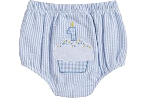 GOOCHEER Baby Boy First Birthday Outfit Summer 1 Cake Duck Striped Bubble Shorts Diaper Cover Bloomers Clothes