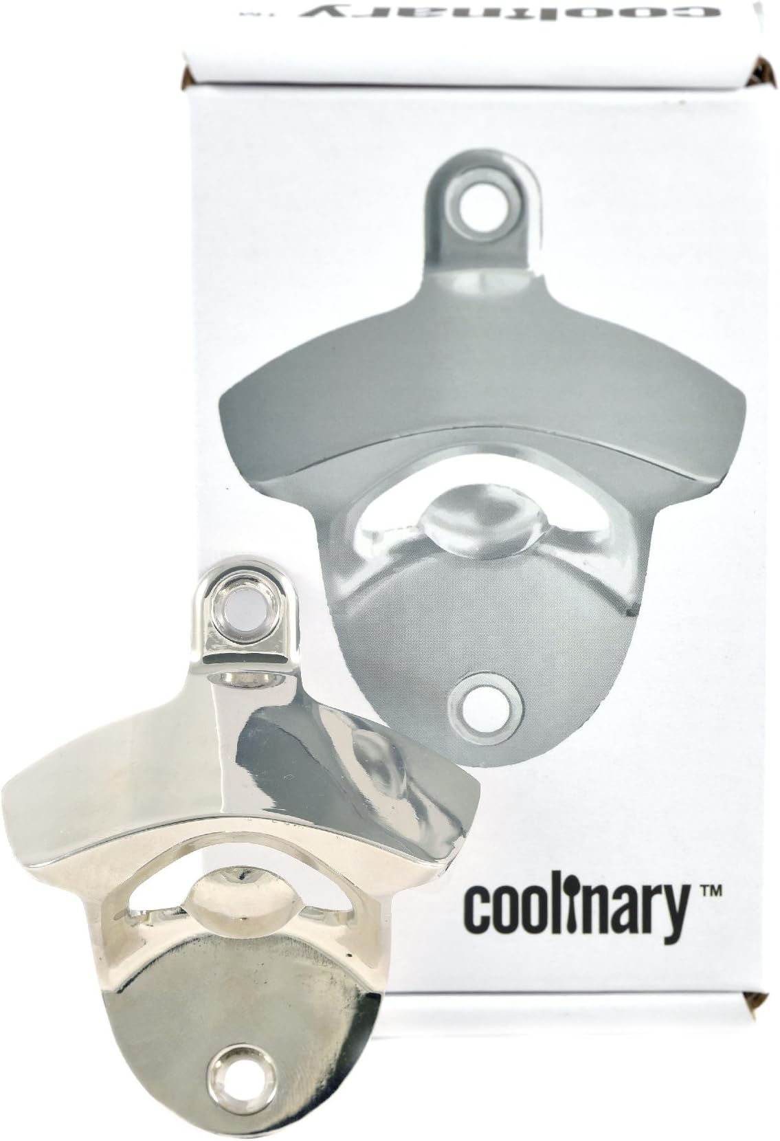 Wall Mount Bottle Opener |Polished Silver Classic Vintage [Stainless Steel] Wall Mounted Beer Opener, by Coolinary
