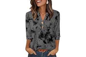 WIHOLL Womens Tops 3/4 Sleeve Shirts for Women V Neck Blouses Dressy Casual Womens Fall Clothing Trendy 2025