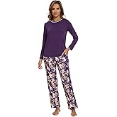 WiWi Long Sleeve Women's Pajamas Set with Pocket Viscose from Bamboo Lounge Sets Soft Printed Pajama Sleepwear S-XXL
