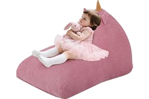 COMAX Bean Bag Chairs for Kids, Unicorn Kid Beanbag Chair with Filler, Toddler Lounge Bean Chair Corduroy, Lazy Floor Lounger for Girls and Boys Stuffed, Pink