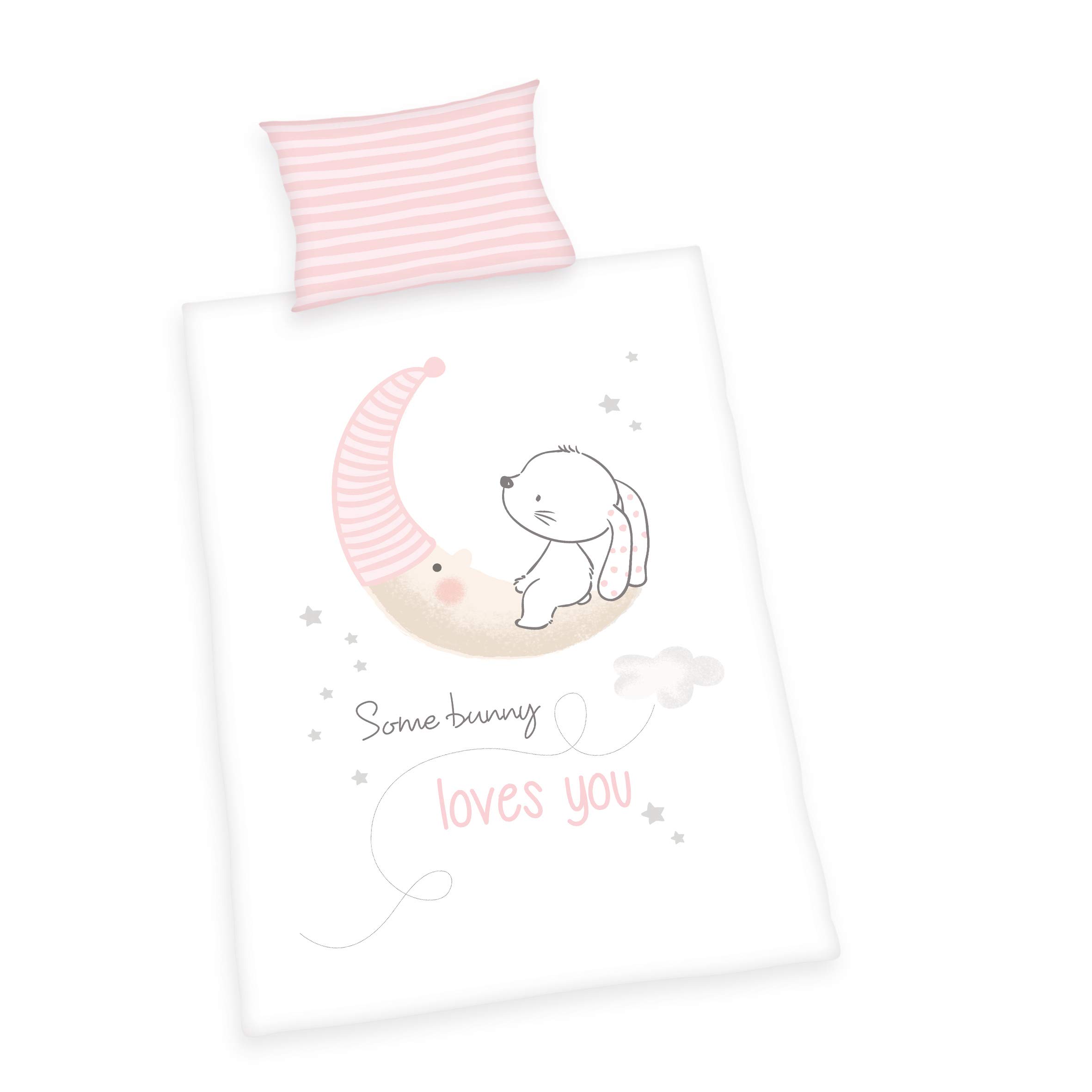 Herding Toddler Bedding Set, Little Bunny Reversible Motif, Duvet Cover 100x135cm, Pillow Case 40x60cm, Cotton/Renforcé